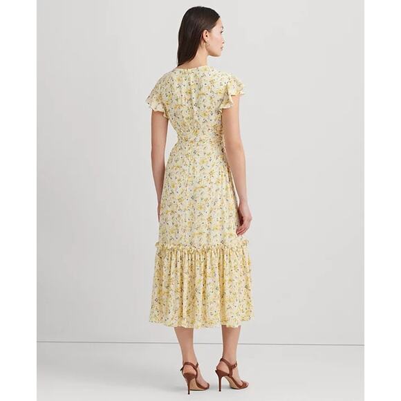 Lauren Ralph Lauren Women's Floral Georgette Flutter-Sleeve Dress Size 6 NWT - Picture 2 of 12